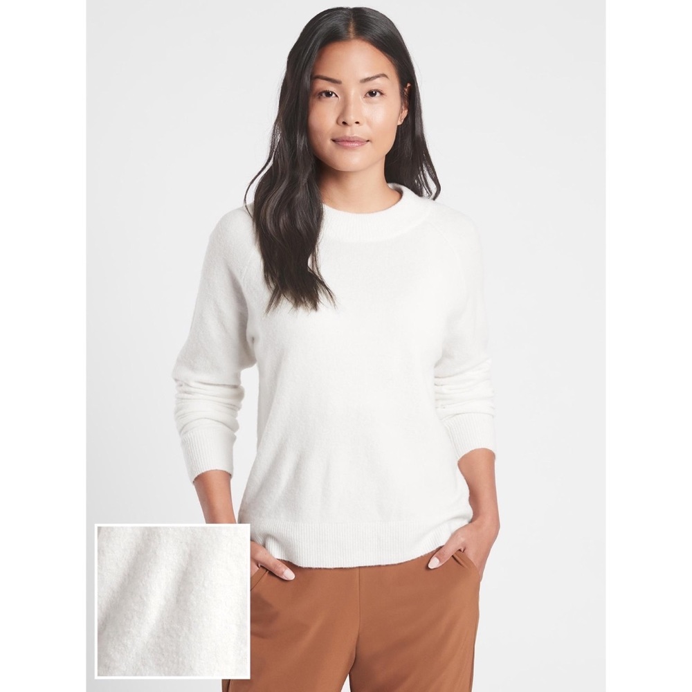 Athleta Hawthorn Cream Crewneck Merino Wool Sweater